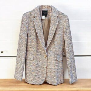 Helene Berman London Tan Metallic Tweed One Button Blazer
